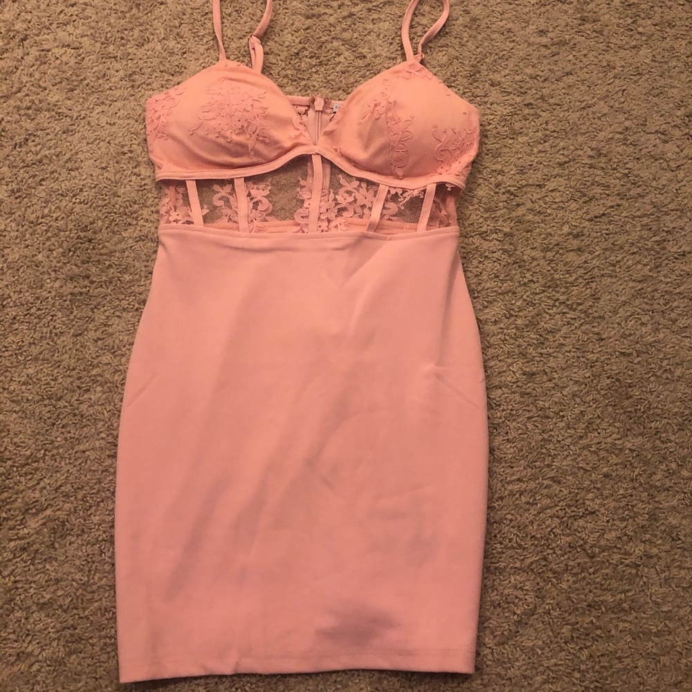 Blush Lace Mini Dress